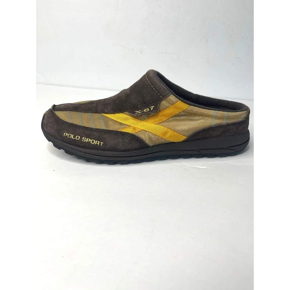 Y2K Vintage Ralph Lauren Polo Sport Mule Slip On Sneaker X-67 Brown Size 7‎
